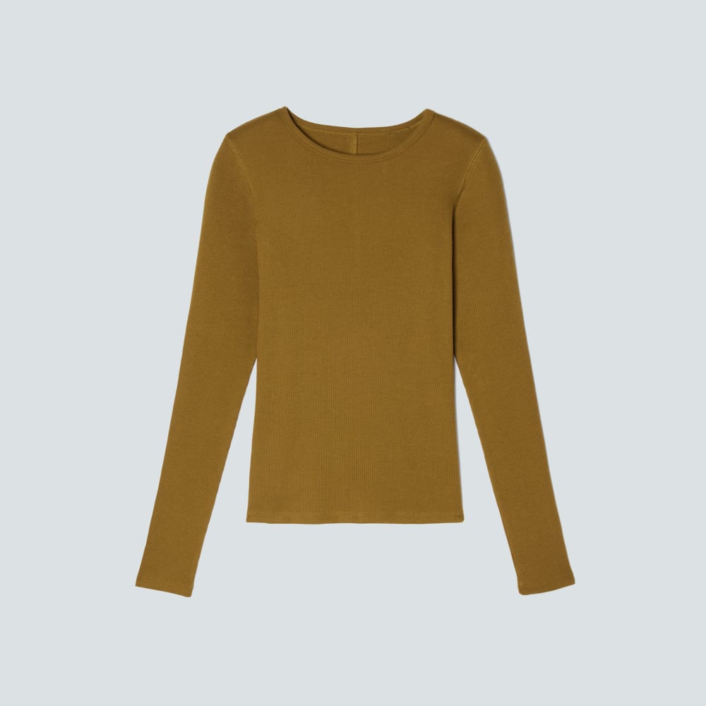 The Pima Micro-Rib Long-Sleeve Crew | Tapenade - Image 2