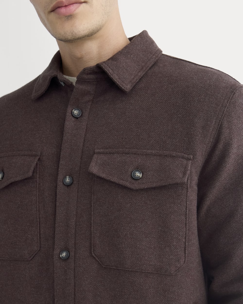Heavyweight Waffle Twill Overshirt | Heather Earth Brown - Image 4