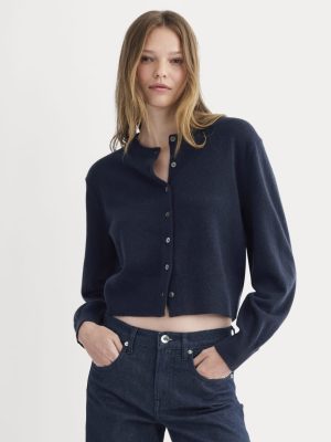 Cashmere Cropped Cardigan | Navy
