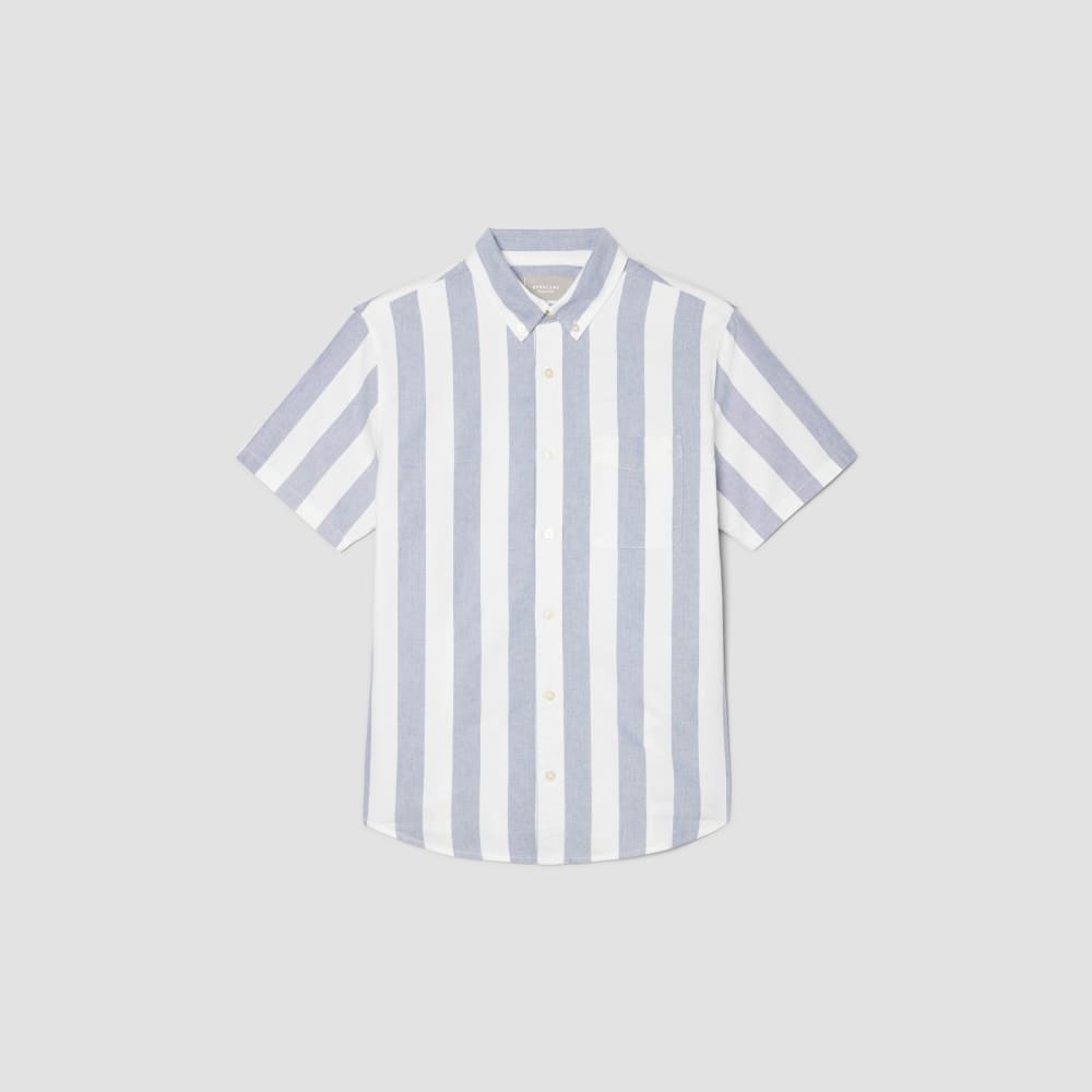 The Organic Short Sleeve Oxford Shirt | Mazarine Blue / Bone - Image 2