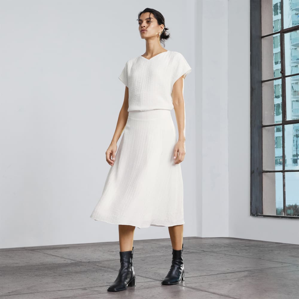 The City Stripe Midi Skirt | Bone - Image 6