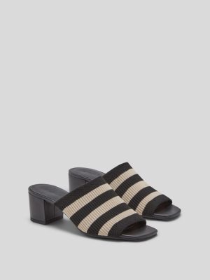 The Glove Mule in ReKnit | Black/ Parchment Stripe