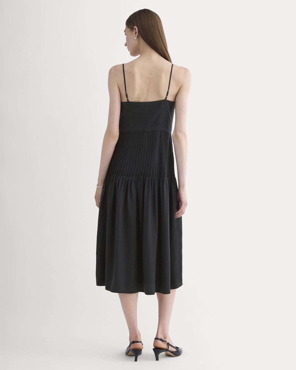 The Pleated Slip Dress in Butterlite | Black - Image 4
