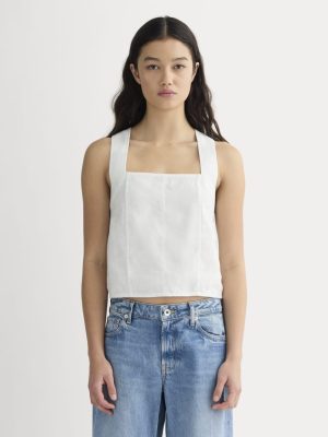 The Crossback Tank in Linen | Natural Chambray