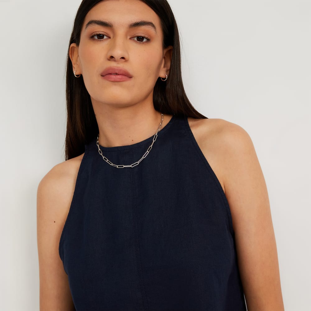 The Linen High-Neck Tank | Navy - Image 4