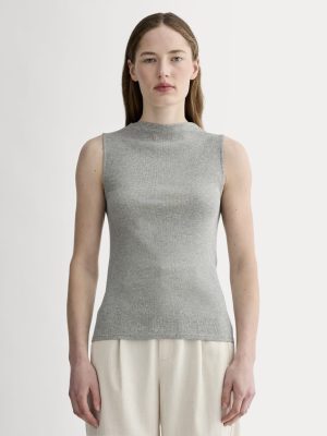 The Luxe Rib Funnel-Neck Tank | Heathered Grey