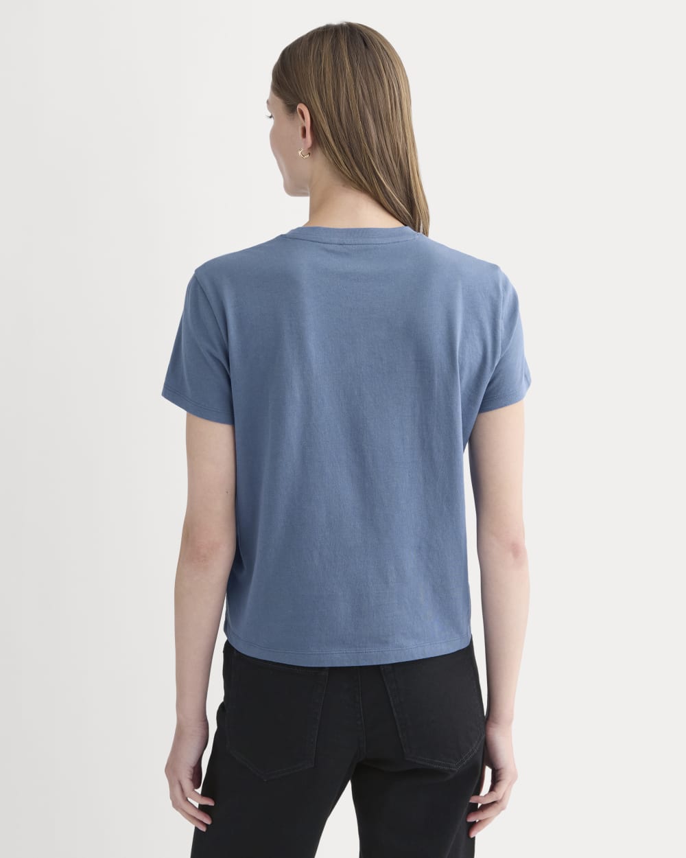 The Box-Cut Tee in Essential Cotton | Faded Navy | No Pocket - Image 4