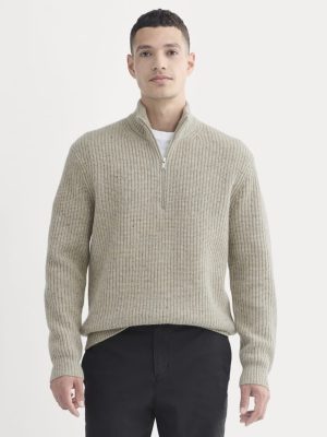 The Felted Merino Half-Zip Sweater | Heather Gravel Donegal