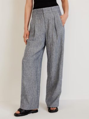 The Linen Way-High® Drape Pant | Canvas Tan / Navy