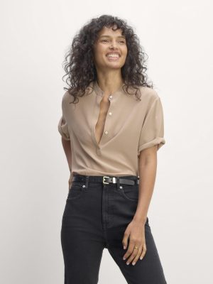 The Popover Top in Washable Silk | Chanterelle