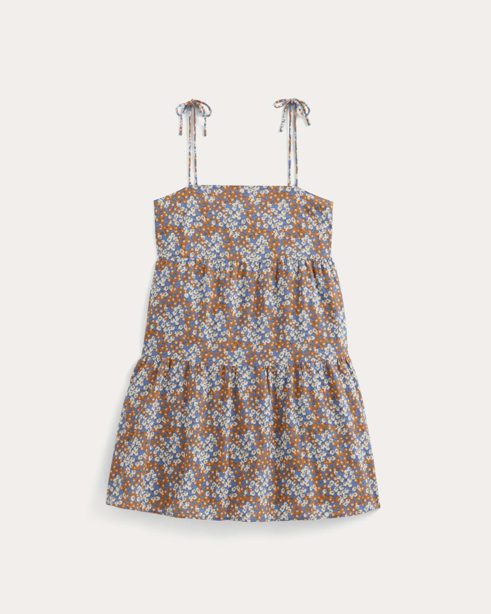 The Gauze Mini Tiered Dress | Soft Cobalt Floral - Image 2