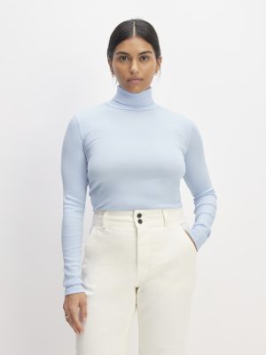 The Luxe Rib Turtleneck | Chambray Blue