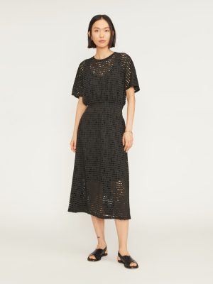 The Eyelet Waisted Dress | Black