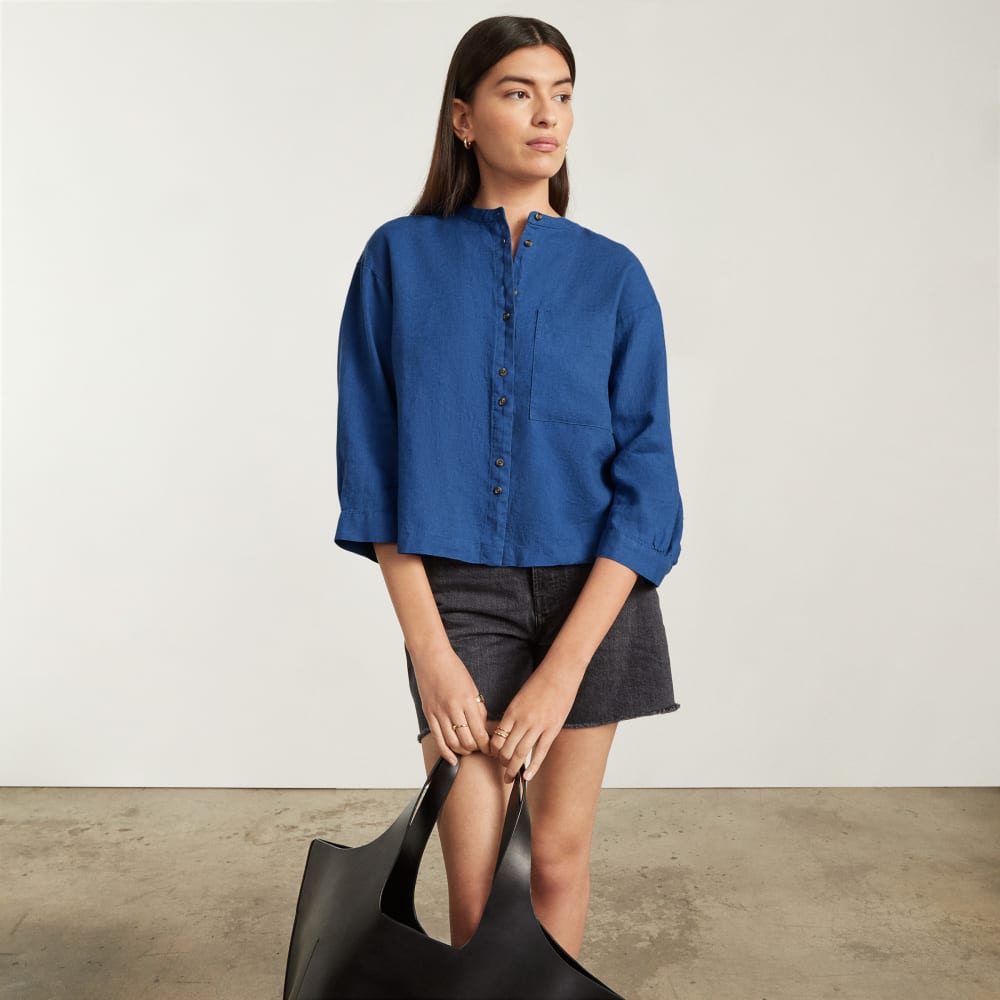 The Linen Billow Blouse | Deep Blue - Image 7