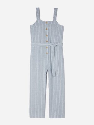 The Linen Jumpsuit | Light Blue / White