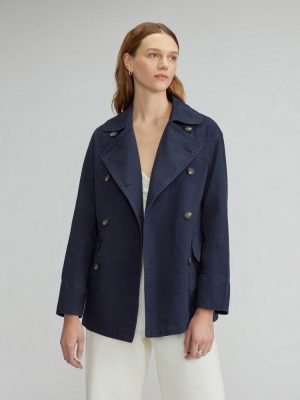 The Organic Cotton Herringbone Jacket | Navy