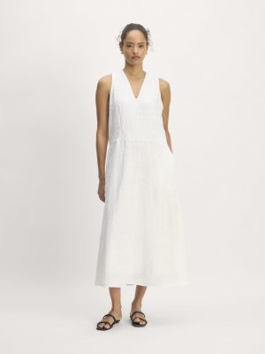 The Linen Eyelet Maxi Dress | White Eyelet