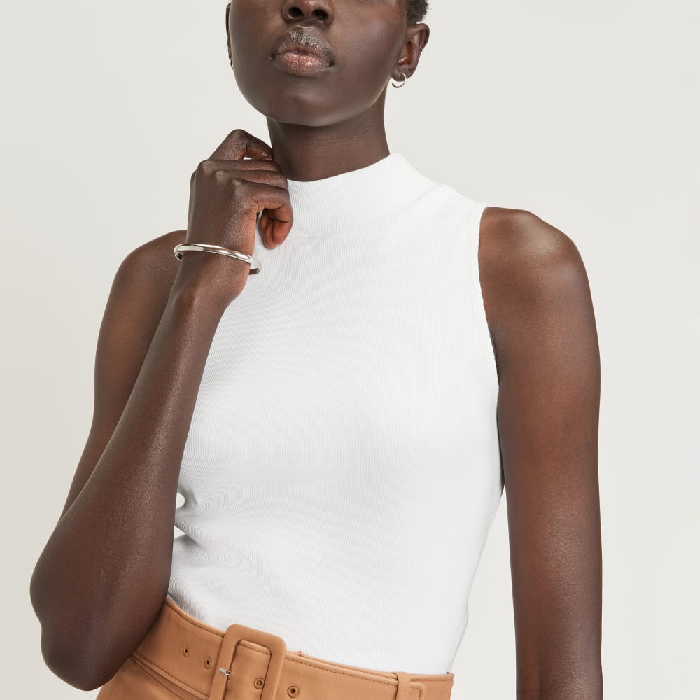 The Ribbed Mockneck Tank | White - Image 4