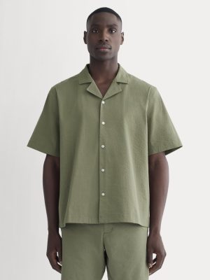 The Seersucker Resort Shirt | Lichen Green