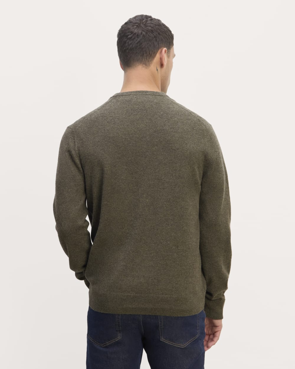 The Cashmere V-Neck Sweater | Heathered Army Green - Image 6