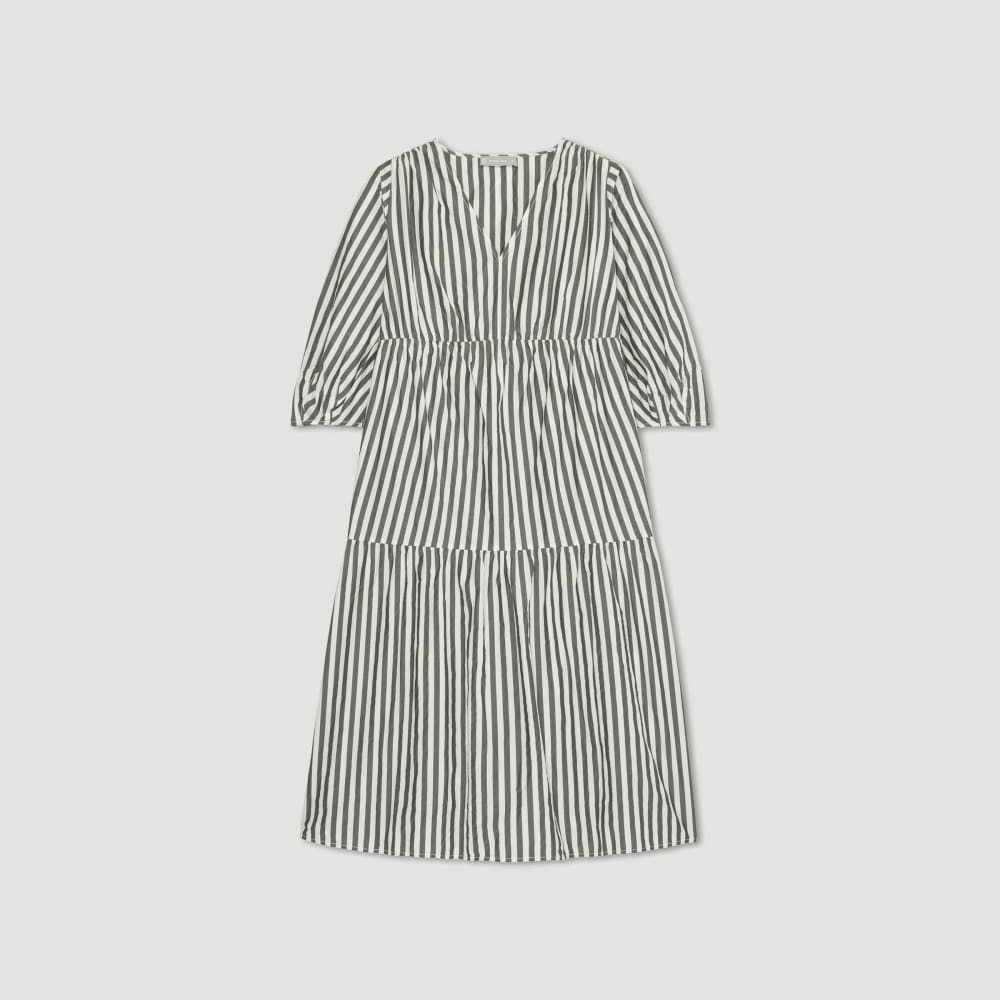 The Poplin Tiered Dress | Bone / Black - Image 2