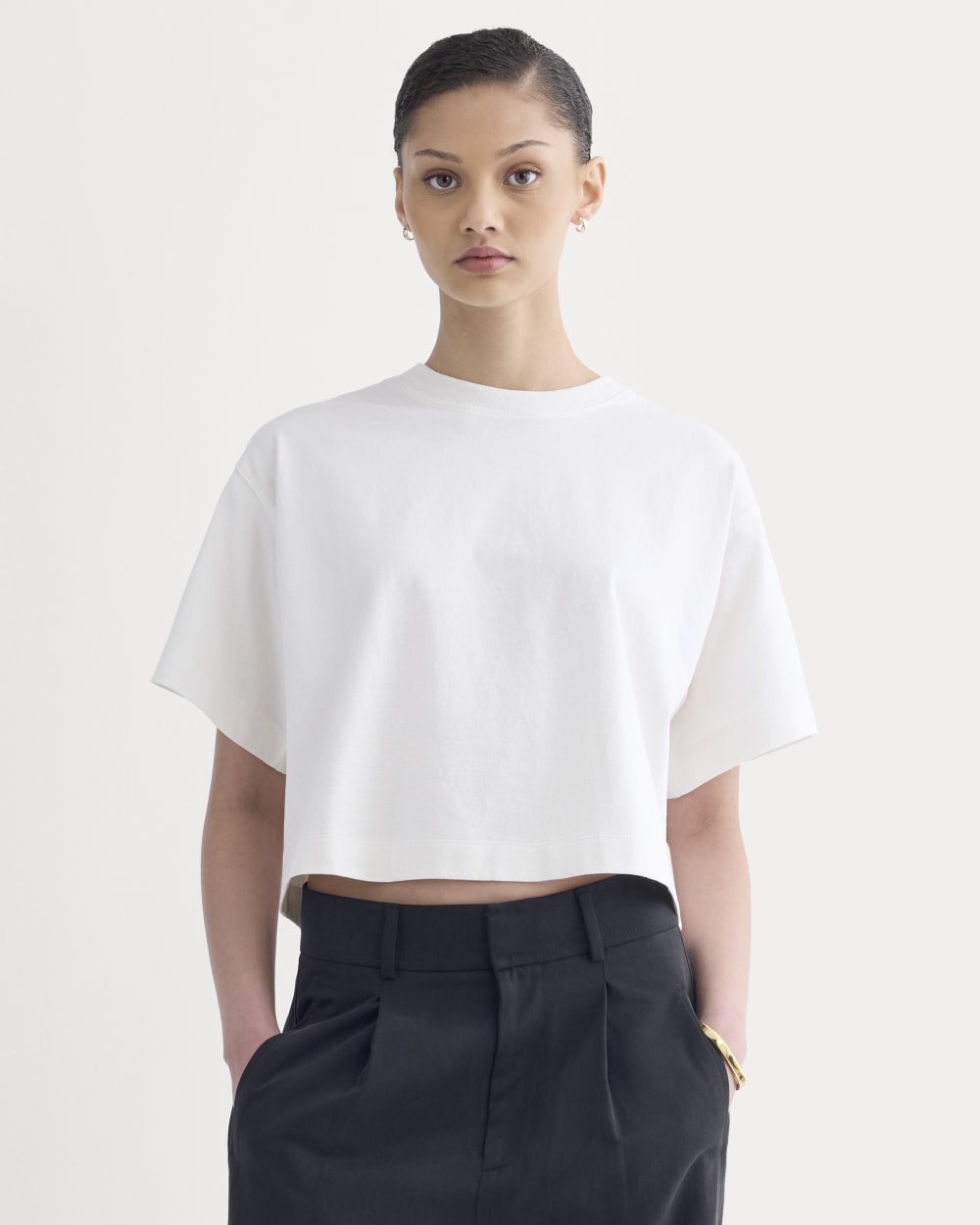 The Premium Weight Cropped Tee | Bone