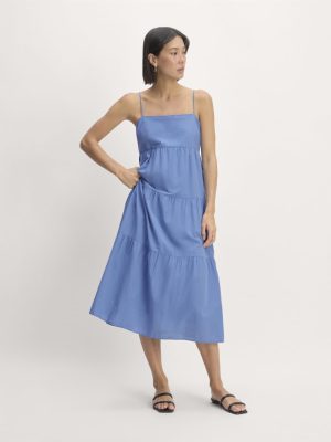 The Gauze Tiered Dress | Blue Opal