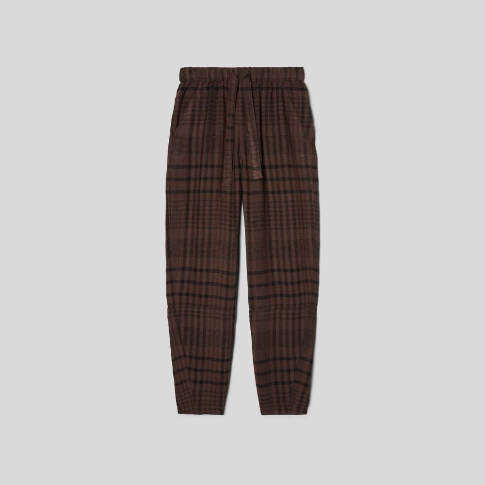 The Linen Pull-On Barrel Pant | Chocolate Brown / Black - Image 2