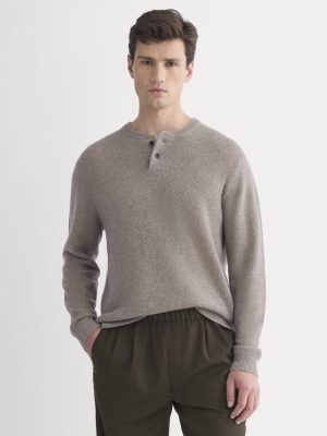 Henley in Wool Cashmere | Light Heathered Taupe