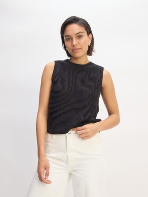 The Organic Cotton Open-Stitch Tank | Black
