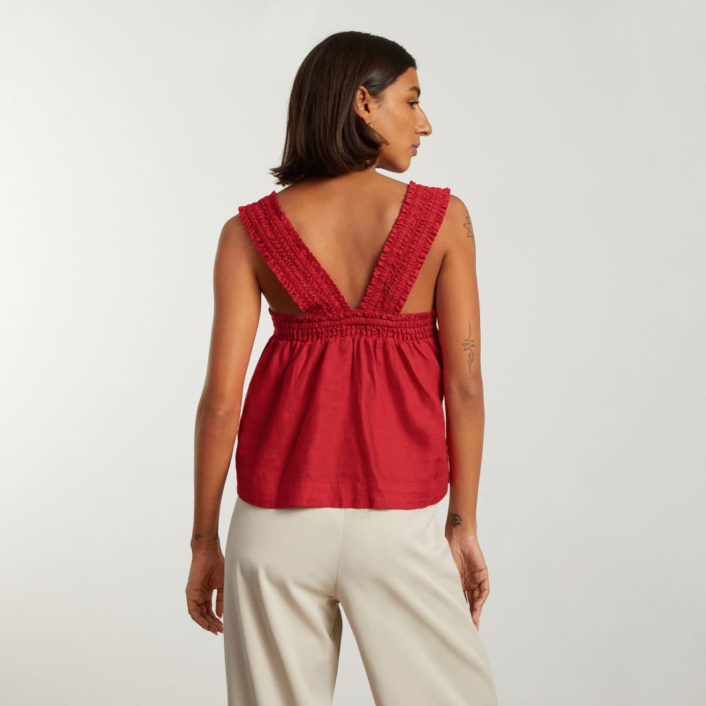 The Smocked Linen Cami | Goji Berry - Image 3