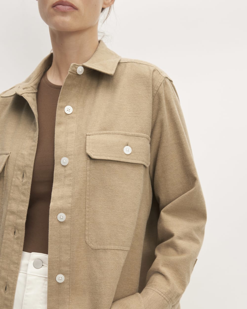 The Classic Cotton Flannel Shirt | Heathered Dark Khaki - Image 4