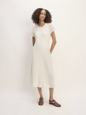 The Rib-Knit Cap-Sleeve Midi Dress | Bone