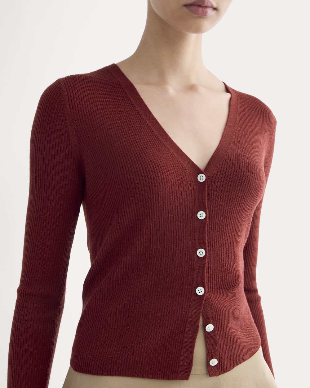The Cardigan in Ultrasoft Merino | Merlot - Image 4