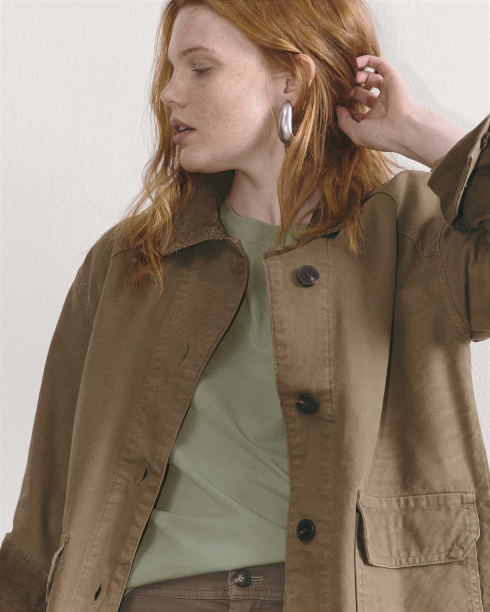 The Box-Cut Tee in Essential Cotton | Sage Green | No Pocket - Image 5