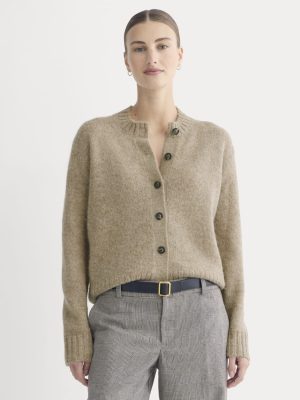 The Crew Cardigan in Alpaca | Dark Heathered Camel