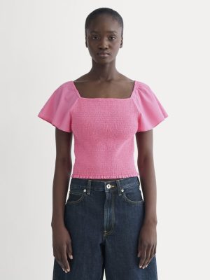 The Gauze Smocked Top | Deep Pink