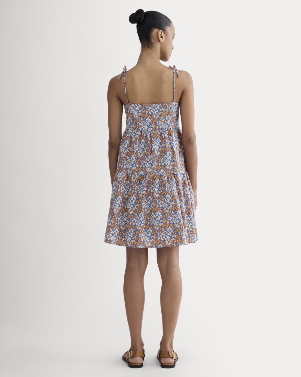 The Gauze Mini Tiered Dress | Soft Cobalt Floral - Image 4