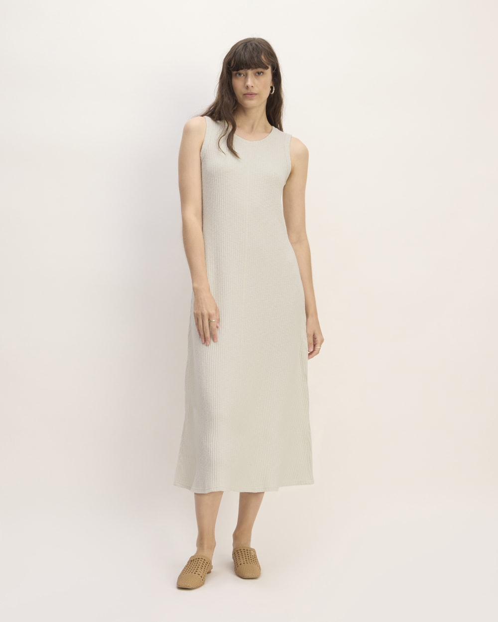 The Rib-Knit A-Line Tank Dress | Bone - Image 3