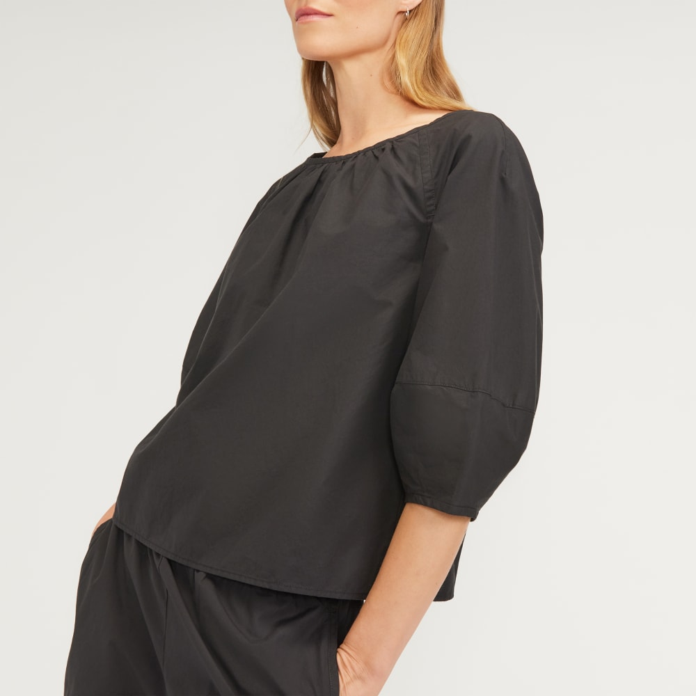 The Poplin Scoop-Neck Top | Black - Image 4
