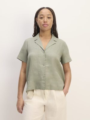 The Notch Shirt in Linen | Sage Green