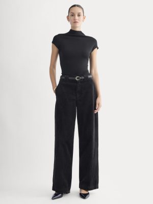 Corduroy Wide-Leg Trouser | Black
