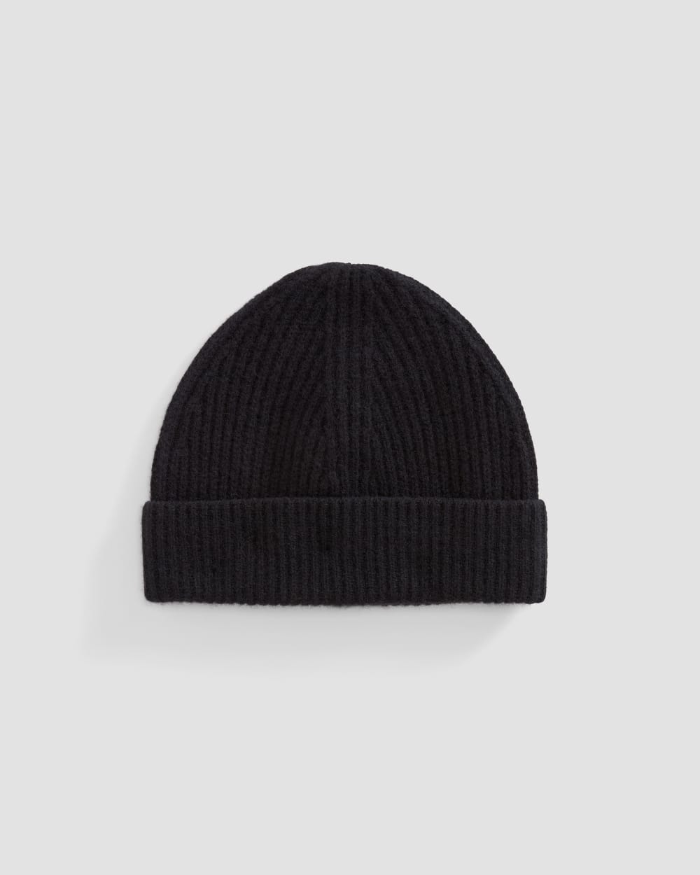 The Cashmere Fine Rib Beanie | Black
