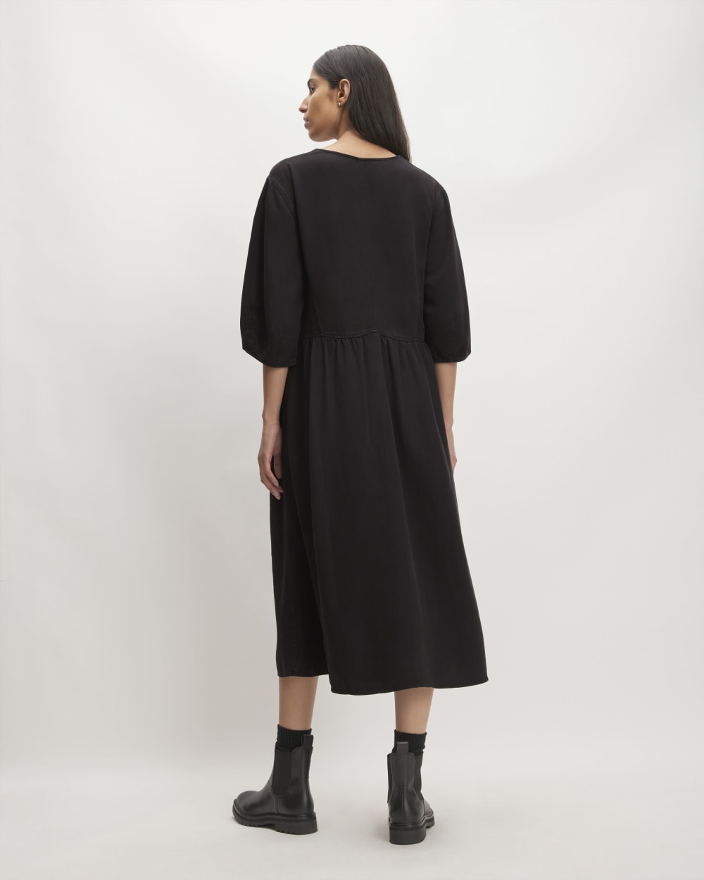 The TENCEL? Puff-Sleeve Dress | Black - Image 4