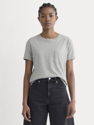 The Box-Cut Tee in Essential Cotton |  Heathered Grey | Pocket
