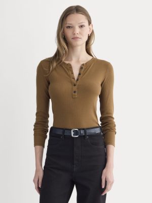 The Luxe Rib Henley | Toffee