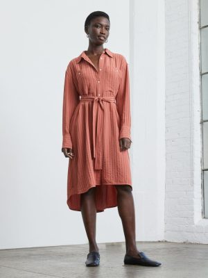 The City Stripe Draped Shirt Dress | Redwood