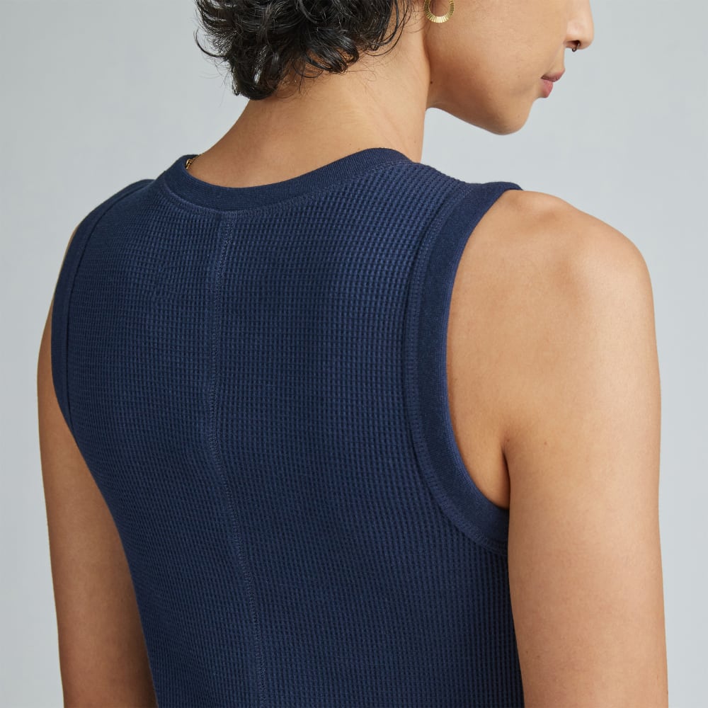 The Organic Cotton Waffle Tank Dress | Navy - Image 5