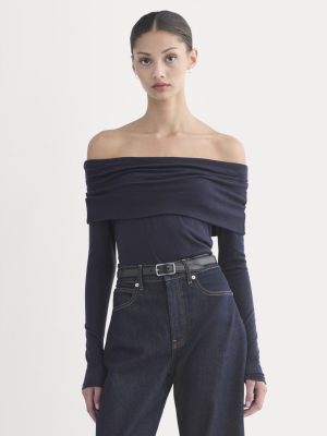 The Off-the-Shoulder Top in Butterluxe | Deep Navy