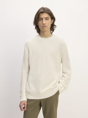 The No-Sweat Ribbed Crew | Heathered Canvas